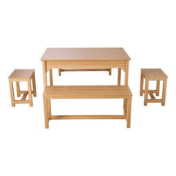 Extendable Kitchen Dining Table And 2 Benches 2 Stools Set For Small Room Space - thumbnail 4