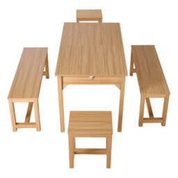 Extendable Kitchen Dining Table And 2 Benches 2 Stools Set For Small Room Space - thumbnail 6