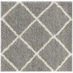The Rugs Moroccan Shaggy Rugs And Runners Soft Fluffy Diamond Design High Pile Grey And Ivory Living Room Kitchen Hallway 510 - thumbnail 1