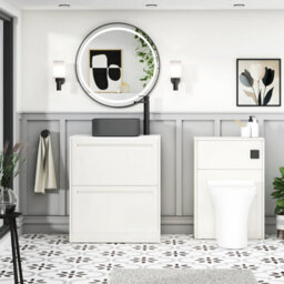 Royal Bathrooms Royal Bathroom Elmore 700mm Classic White Freestanding Countertop Bathroom Vanity Unit 2 Drawer With Art Square Basin - thumbnail 5
