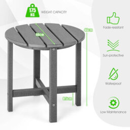 Costway Side Table Solid Indoor Outdoor Garden Patio Hdpe Adirondack Round End Table - thumbnail 2