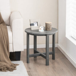Costway Side Table Solid Indoor Outdoor Garden Patio Hdpe Adirondack Round End Table - thumbnail 3