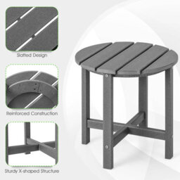 Costway Side Table Solid Indoor Outdoor Garden Patio Hdpe Adirondack Round End Table - thumbnail 6