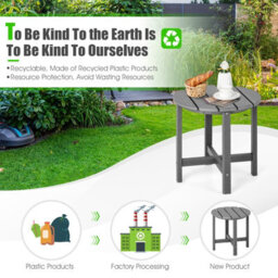Costway Side Table Solid Indoor Outdoor Garden Patio Hdpe Adirondack Round End Table - thumbnail 7