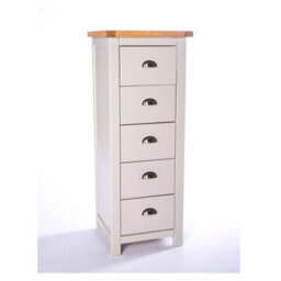 Cabinet Bits Argenta 5 Drawer Narrow Chest Of Drawers Chrome Cup Handle - thumbnail 2