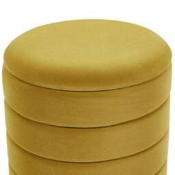 Beliani Set Of 2 Yellow Round Tufted Storage Pouffes Set With Gold Stainless Steel Base, W40 X D40 X H44Cm - thumbnail 4