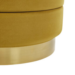 Beliani Set Of 2 Yellow Round Tufted Storage Pouffes Set With Gold Stainless Steel Base, W40 X D40 X H44Cm - thumbnail 5