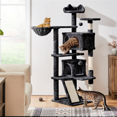 Yaheetech Black 144.5Cm Cat Tree Tower With Condos & Dangling Balls & Platforms - image 1