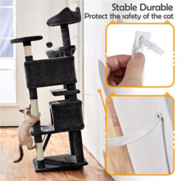 Yaheetech Black 144.5Cm Cat Tree Tower With Condos & Dangling Balls & Platforms - thumbnail 8