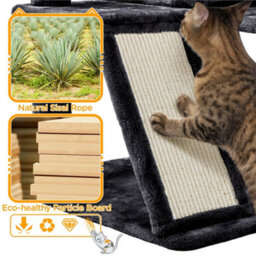 Yaheetech Black 144.5Cm Cat Tree Tower With Condos & Dangling Balls & Platforms - thumbnail 5