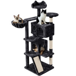 Yaheetech Black 144.5Cm Cat Tree Tower With Condos & Dangling Balls & Platforms - thumbnail 2