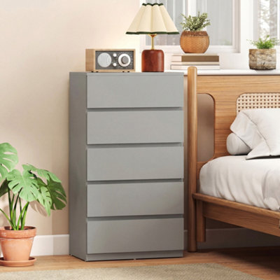 Homcom Bedroom Chest Of Drawers, 5 Drawers Dresser, Drawer Unit, Grey - image 1