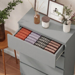 Homcom Bedroom Chest Of Drawers, 5 Drawers Dresser, Drawer Unit, Grey - thumbnail 9