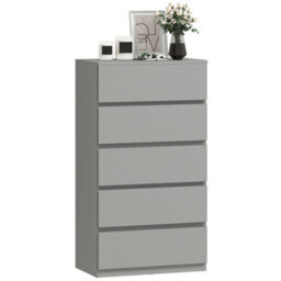 Homcom Bedroom Chest Of Drawers, 5 Drawers Dresser, Drawer Unit, Grey - thumbnail 2