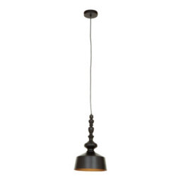 Orsina Black Iron Hanging Lamp With Metallic Gold Lining, Ceiling Fixture With Dome Silhouette, Industrial Pendant - thumbnail 2