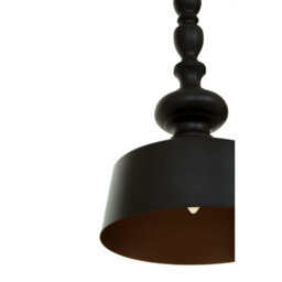 Orsina Black Iron Hanging Lamp With Metallic Gold Lining, Ceiling Fixture With Dome Silhouette, Industrial Pendant - thumbnail 5