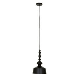Orsina Black Iron Hanging Lamp With Metallic Gold Lining, Ceiling Fixture With Dome Silhouette, Industrial Pendant