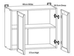 Impact Furniture Kitchen Wall Unit 800mm Cabinet Cupboard Shaker Dark Grey 2 Door 80Cm Modern Storage Junona - thumbnail 5