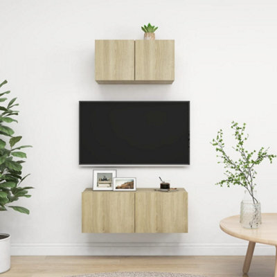Berkfield 2 Piece Tv Cabinet Set Sonoma Oak Engineered Wood - image 1