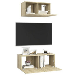 Berkfield 2 Piece Tv Cabinet Set Sonoma Oak Engineered Wood - thumbnail 3