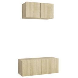 Berkfield 2 Piece Tv Cabinet Set Sonoma Oak Engineered Wood - thumbnail 2