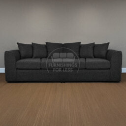 Furnishings For Less UK Casper Soft Chenille Fabric Long 4 Seater Sofa  Black - Scatter Back - thumbnail 1