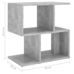 Concrete Grey Bedside Cabinet Engineered Wood Side Table For Bedroom Storage - thumbnail 2