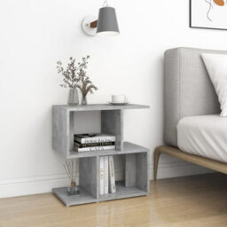 Concrete Grey Bedside Cabinet Engineered Wood Side Table For Bedroom Storage - thumbnail 1