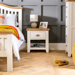 The Furniture Market Cheshire Cream Painted 1 Drawer Lamp Side Table, Versatile Bedside Or Sofa Table, Limed Oak Top, Living, Bedroom, Kitchen - thumbnail 3
