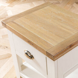 The Furniture Market Cheshire Cream Painted 1 Drawer Lamp Side Table, Versatile Bedside Or Sofa Table, Limed Oak Top, Living, Bedroom, Kitchen - thumbnail 7