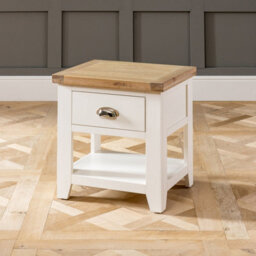 The Furniture Market Cheshire Cream Painted 1 Drawer Lamp Side Table, Versatile Bedside Or Sofa Table, Limed Oak Top, Living, Bedroom, Kitchen - thumbnail 5