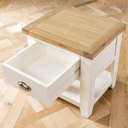 The Furniture Market Cheshire Cream Painted 1 Drawer Lamp Side Table, Versatile Bedside Or Sofa Table, Limed Oak Top, Living, Bedroom, Kitchen - thumbnail 6
