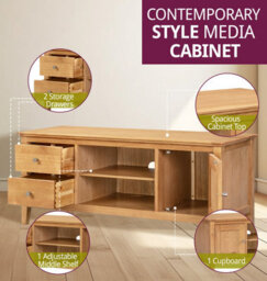 Hallowood Furniture Hereford Oak Large Tv Unit - thumbnail 5
