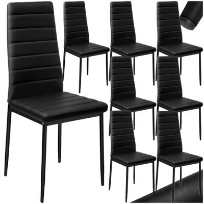 Tectake Set Of 8 Dining Chairs - High Backrest, Padded, Synthetic Leather   - Black - image 1