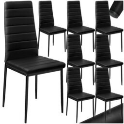 Tectake Set Of 8 Dining Chairs - High Backrest, Padded, Synthetic Leather   - Black - thumbnail 1