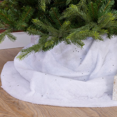 Decoris Christmas Snow Blanket Tree Skirt 100Cm Diameter Silver Star Glitter - image 1