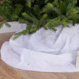 Decoris Christmas Snow Blanket Tree Skirt 100Cm Diameter Silver Star Glitter