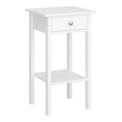 Satin White Mdf 1 Drawer Bedside Table (H)700mm (W)400mm (D)354mm - image 1