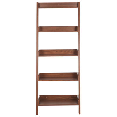 Wyld And Coco Everwood 5-Tier Ladder Bookcase Dark Brown, Space-Saving Mdf Shelves - image 1