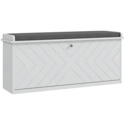 Wyld Haus Rakamo Shoe Storage Bench White Chevron With Grey Padded Seat - Holds Up To 10 Pairs, L100 X D26 X H44.5Cm - thumbnail 2