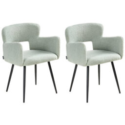 Beliani Set Of 2 Dining Chairs Sanilac Boucle Light Green - thumbnail 4