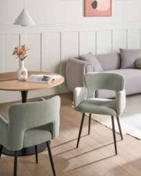Beliani Set Of 2 Dining Chairs Sanilac Boucle Light Green - thumbnail 2