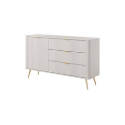Arte Lante Stylish Beige Sideboard Cabinet 1380mm H810mm D380mm With One Door, One Shelf, And Three Drawers - thumbnail 1