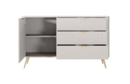 Arte Lante Stylish Beige Sideboard Cabinet 1380mm H810mm D380mm With One Door, One Shelf, And Three Drawers - thumbnail 4
