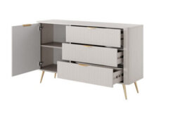 Arte Lante Stylish Beige Sideboard Cabinet 1380mm H810mm D380mm With One Door, One Shelf, And Three Drawers - thumbnail 2