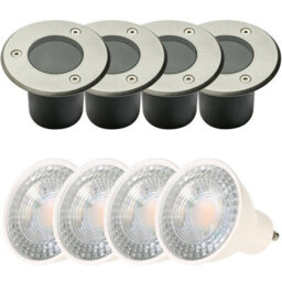 CGC Lighting Nola - Cgc Four Round Small With Bulbs Stainless Steel Inground Or Decking Lights
