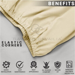 Gc Gaveno Cavailia Plain Dyed Fitted Bedsheet King Cream Super Soft & Comfy Non Iron Fitted Sheet - thumbnail 4