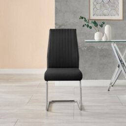Furniturebox Uk 6 Seater Dining Set - Enna White Glass & Chrome Extendable Dining Table & Chairs - 6 Black Leather Lorenzo Chairs - thumbnail 6
