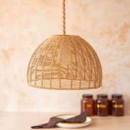Fabfinds Natural Wicker Woven Pendant Ceiling Light Shade 290mm - thumbnail 1
