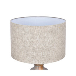 Solid Wood Table Lamp With Fabric Shade Ariel Blue Finish Sculptural Ribbed Base For Living Room Or Bedroom - thumbnail 3